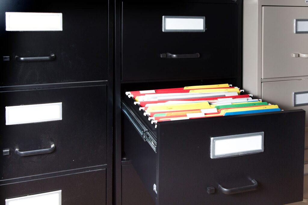 Open filing cabinet