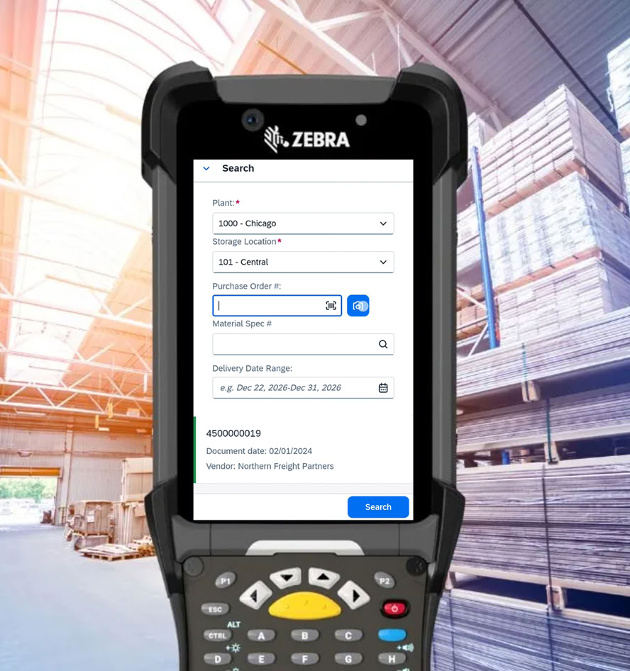 Zebra scanner running a scan-first workflow